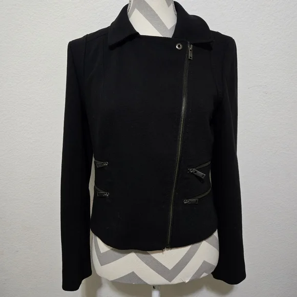 Banana Republic Black Moto Jacket Size 6 - Picture 2 of 12